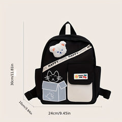 Plush Cat Cartoon Backpack Lightweight Travel Nylon Schoolbag