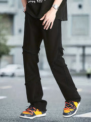 Men's Loose Fit Raw Trim Denim Pants