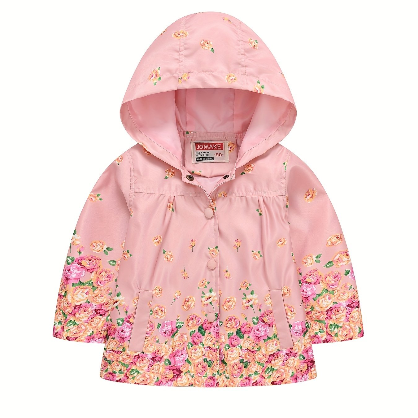 Kids Girls Floral Hooded Jacket