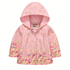 Kids Girls Floral Hooded Jacket