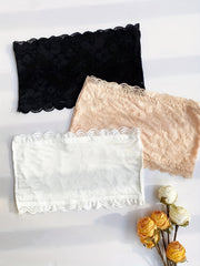 Floral Lace Bandeau Bras Scallop Trim Wireless Bra Women's Lingerie
