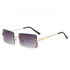 Rimless Rectangle Sunglasses Women UV400 Gradient Lens Glasses
