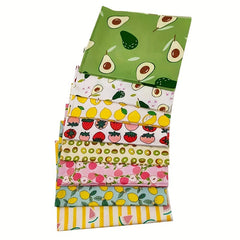 8pcs Fruit Series Cotton Fabric Squares for Patchwork Sewing Crafting