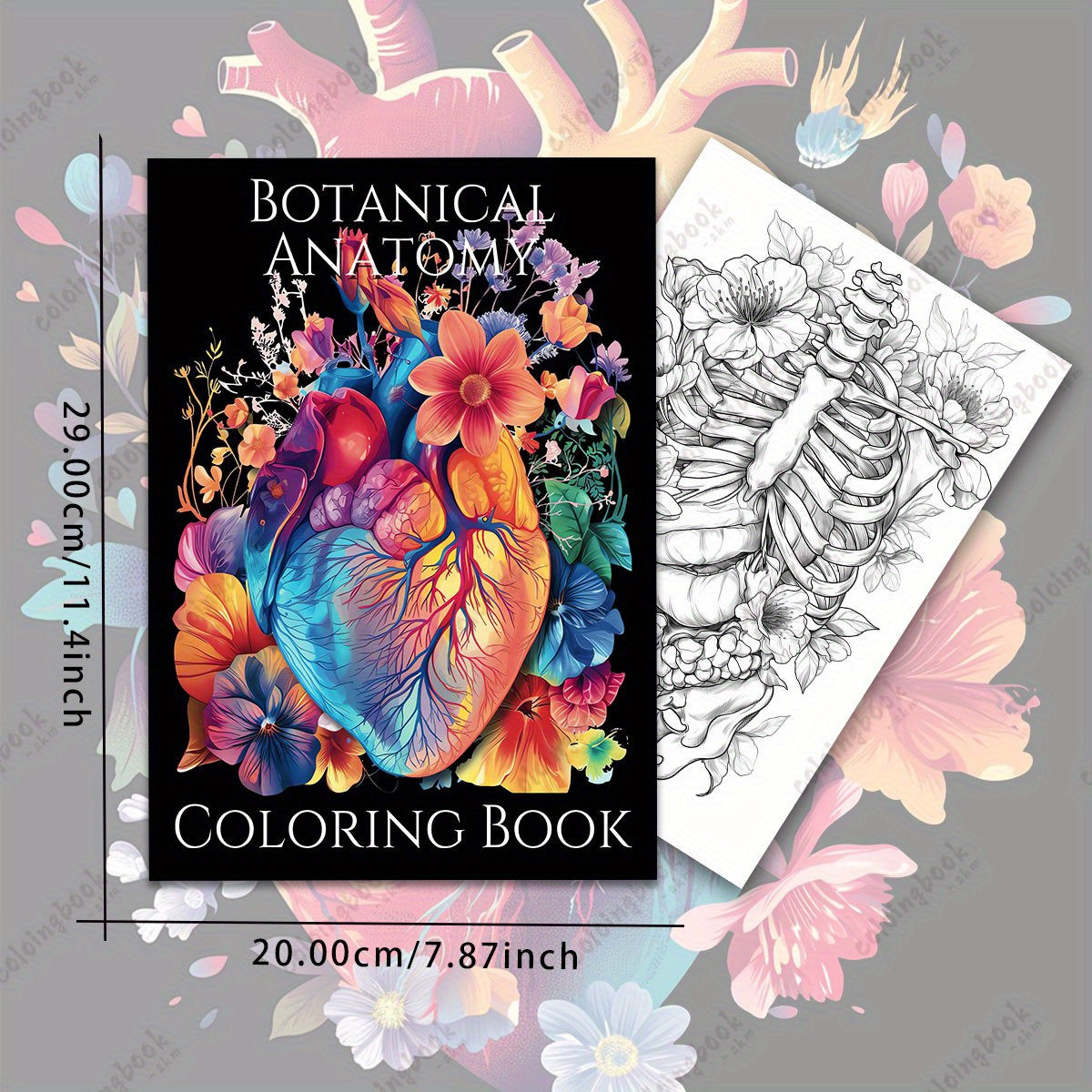 Botanical Anatomy Coloring Book for Adults Floral Heart Designs