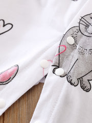 Baby Girls Rabbit Graphic Print Long Sleeve Romper Cotton Clothes Easter