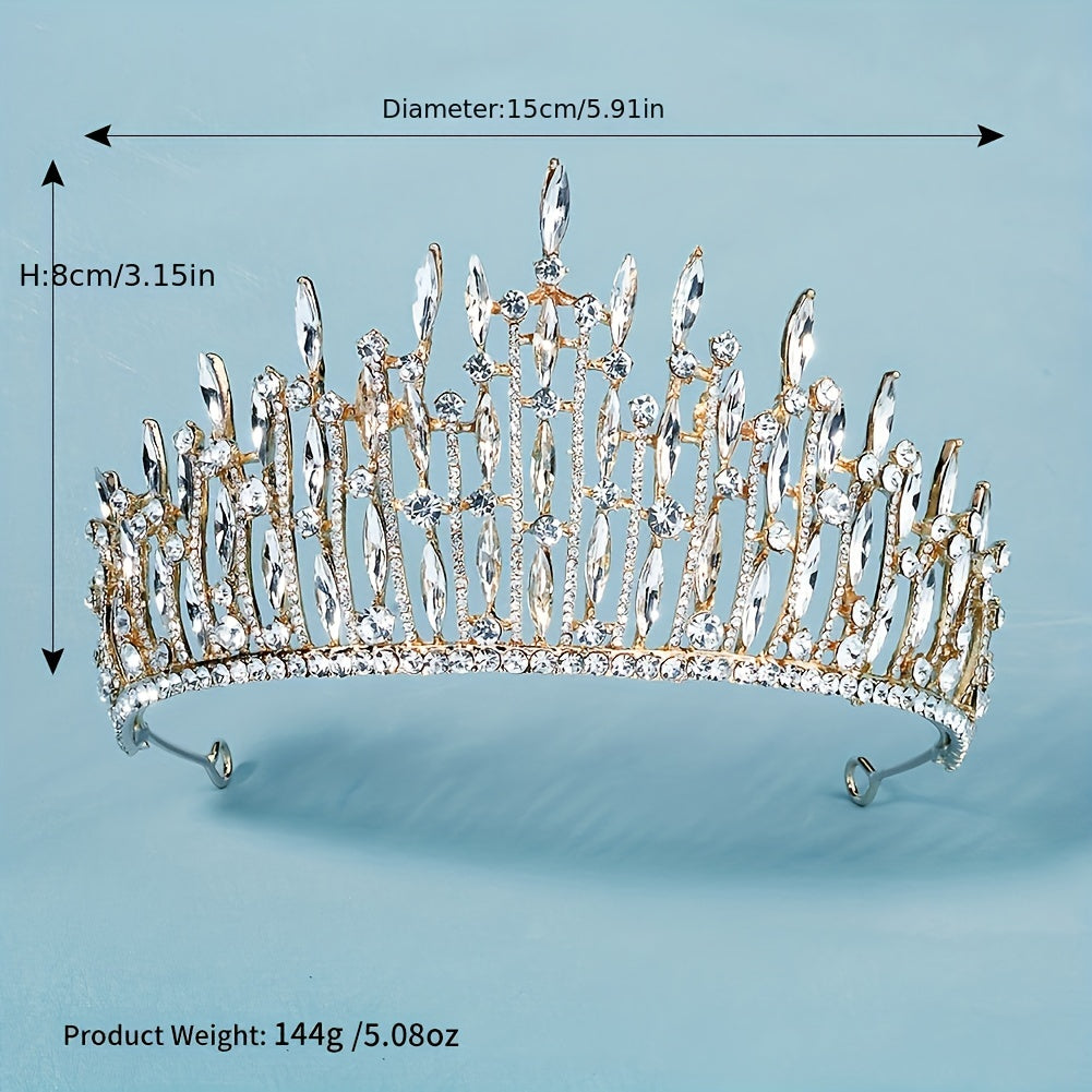 Rhinestone Golden Crown Hairband Headband Tiara Wedding Birthday Cosplay