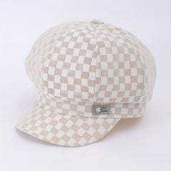Plaid Beret Mesh Breathable Painter's Cap British Style Women Newsboy Hat