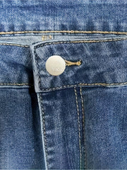 Floral Print Button Fly Flared Leg Stretch Jeans