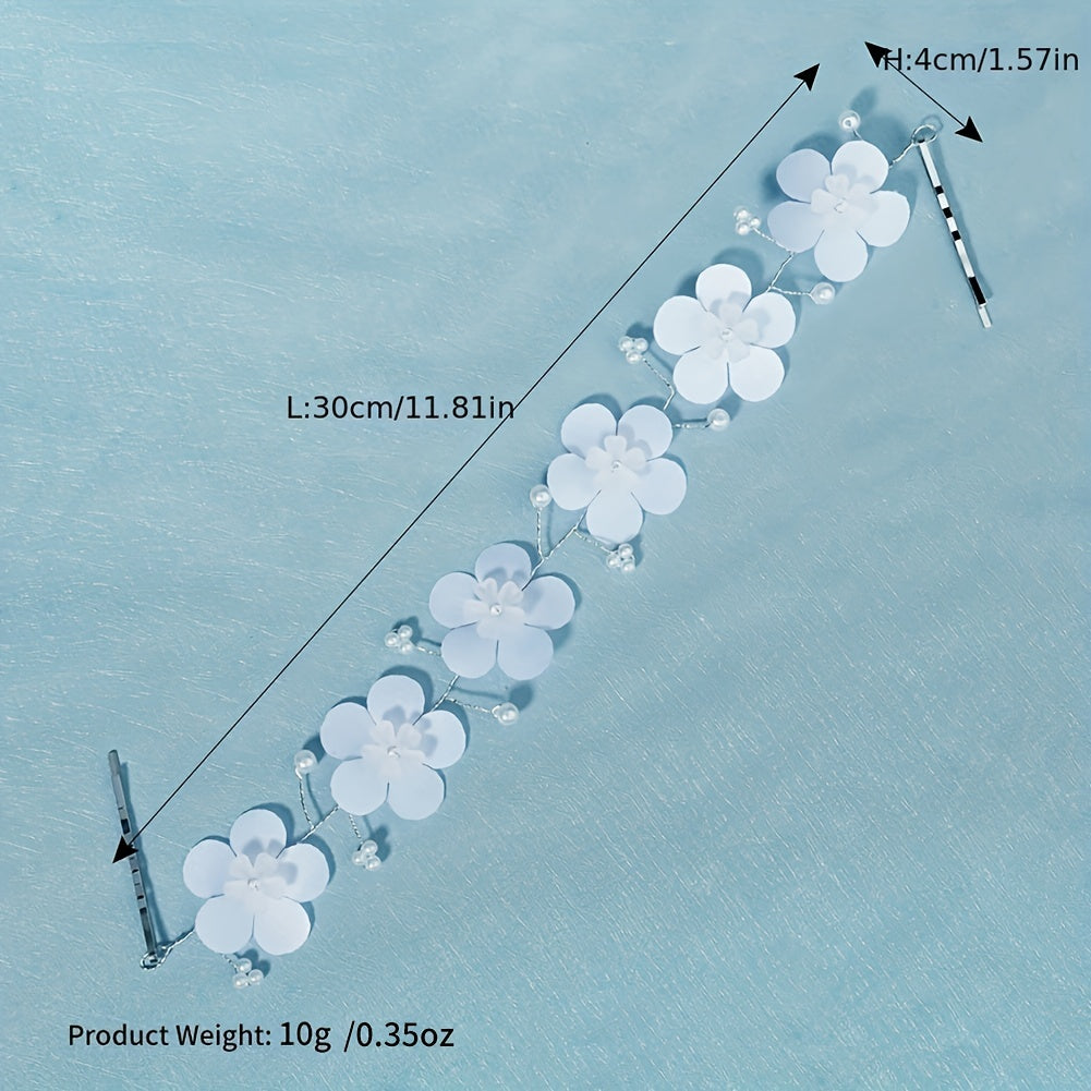 Flower & Pearl Hair Clip Minimalist Headband Bridal Wedding Accessory