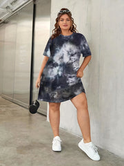 Tie Dye Print Short Sleeve T-shirt Dress