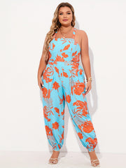 Floral Print Halter Neck Wide Leg Jumpsuit
