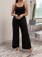 Casual Jumpsuit Women's Plus Solid Wide Leg Cami Jumpsuit