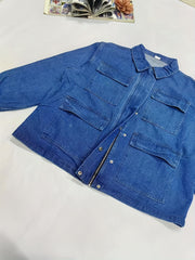Casual Denim Top Women's Zip-Up Denim Jacket
