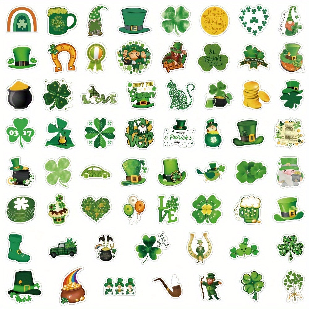 60PCS Shamrock St Patrick's Stickers Vinyl Waterproof Stickers Decals
