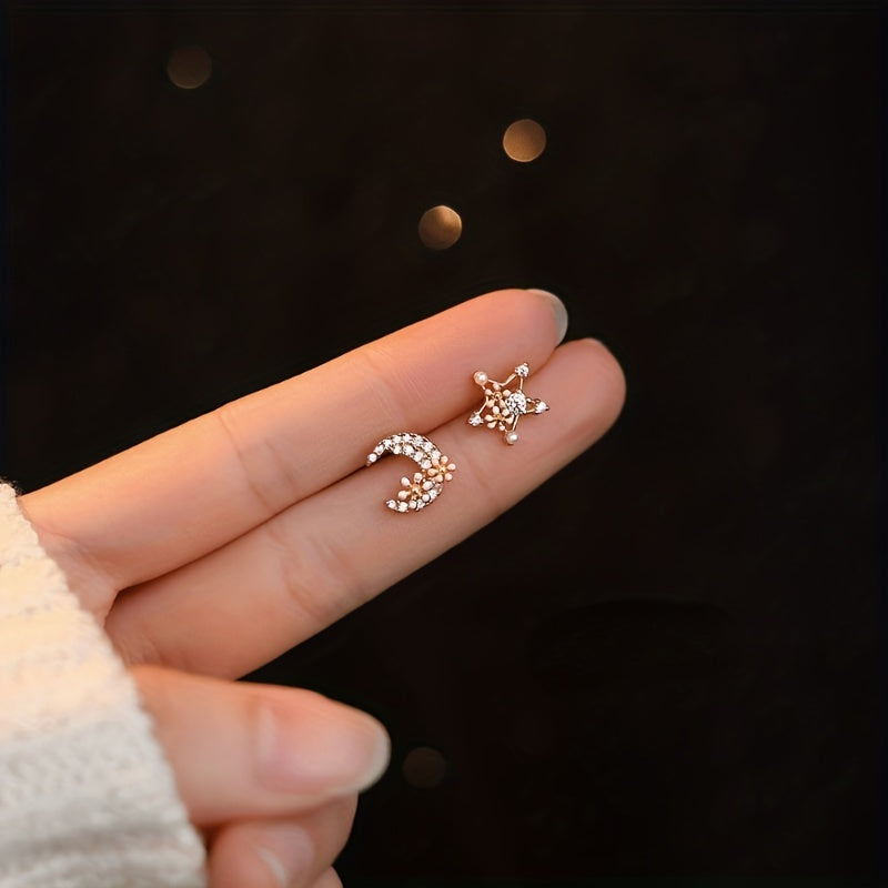 Sweet Star Moon Flower Stud Earrings Girls Holiday Gift