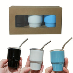 3pc Mini Stainless Steel Vacuum Cup 60ml Portable Lightweight Mug Cup