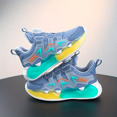 Boy's Basketball Shoes With Rotating Buckle Non Slip Sneakers For Kids