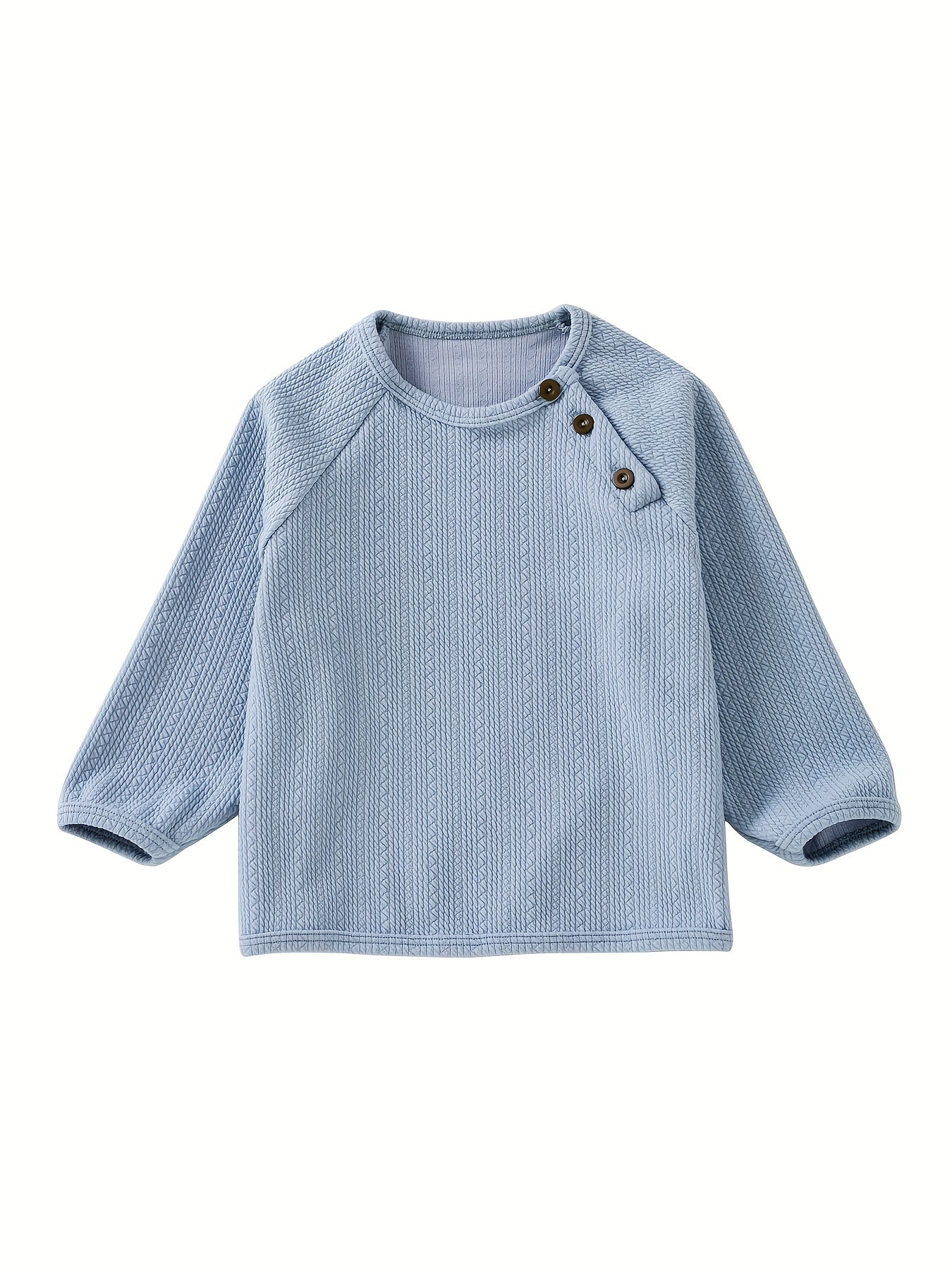 Girl's Loose Pullover Top with Buckle Round Neck