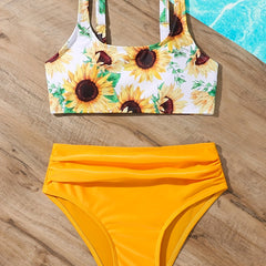 2pcs Sunflower Bikini Swimsuit Set for Girls