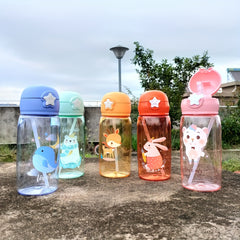 520ml Cartoon Straw Cup Portable Water Bottle for Outdoor Sports Fitness