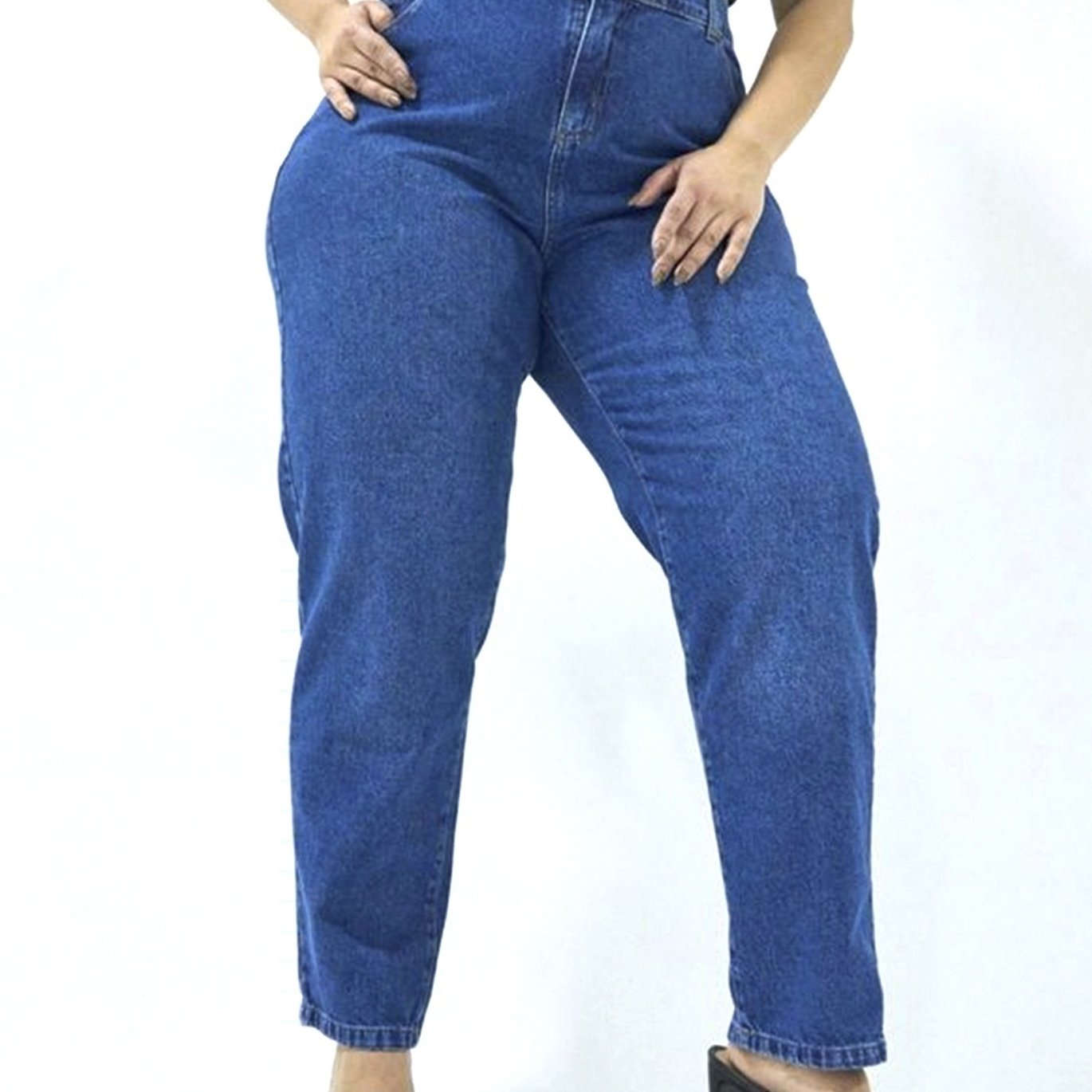 Solid Button Fly Straight Leg Jeans