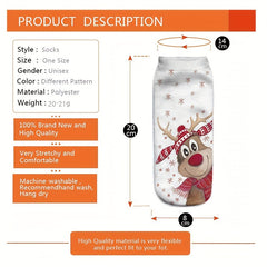 4 Pairs Christmas Print Socks Women's Low Cut Stockings