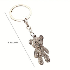 Sparkling Diamond Bear Key Ring Men's Gift Pendant