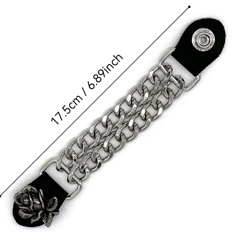 2pcs Steel Buckle Motorcycle Vest Extension Chain Retro Riding Style