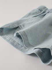 Toddler Girls Pink Button Denim Shorts Elastic Waist Slim Fit Jeans