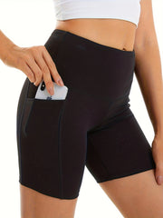 Women's Yoga Shorts High Waist with Side Pockets Tummy Control Workout Shorts