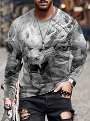 Dragon 3D Print Men's Stylish Long Sleeve T-shirt for Autumn