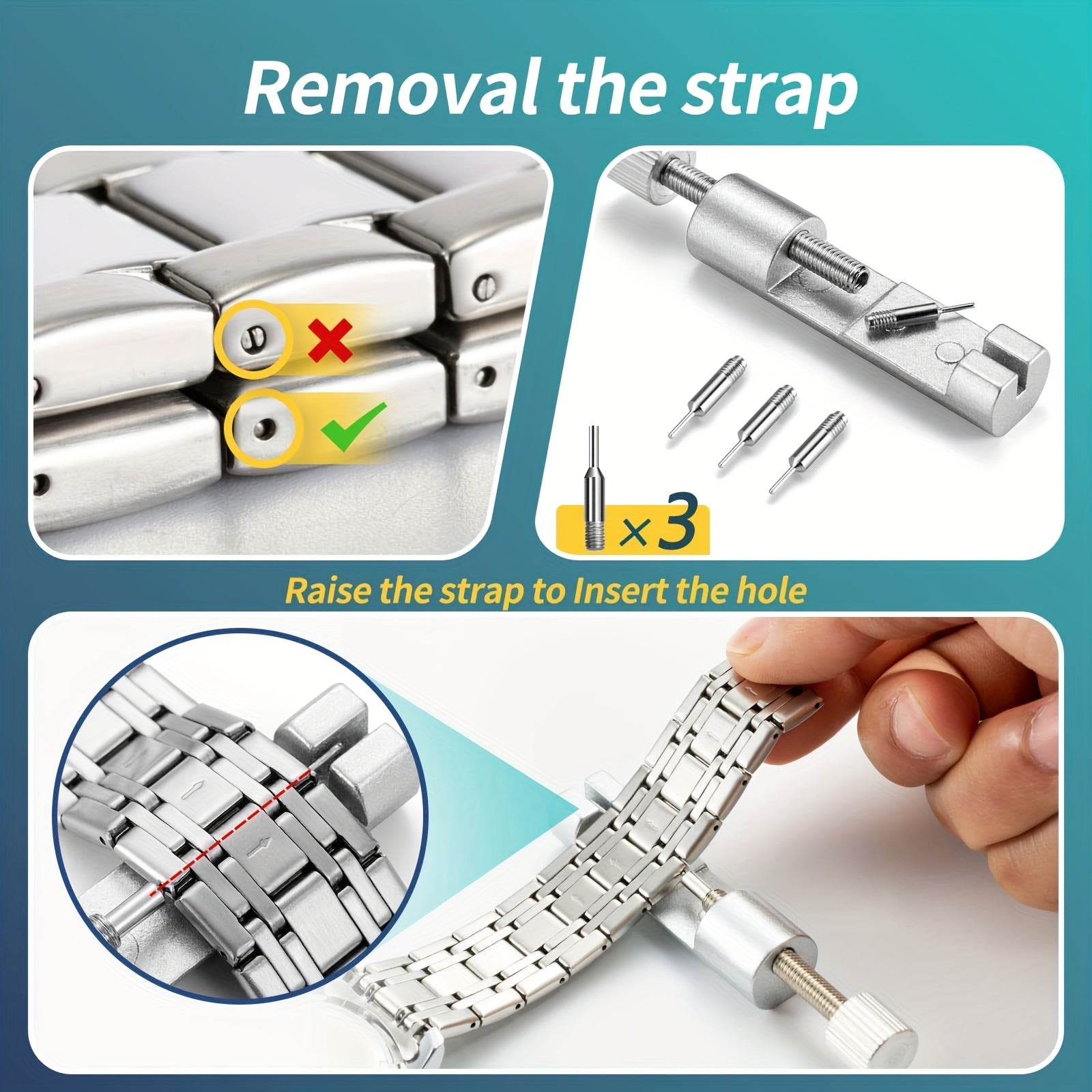 34pcs Watch Link Removal Tool Kit Professional Watch Band Replacement Tool Kit