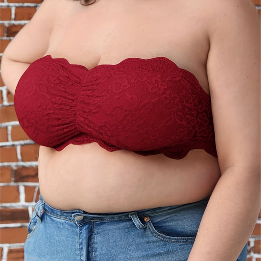 Sexy Tube Bra Lace Trim Ruched Bandeau Bra