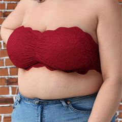Sexy Tube Bra Lace Trim Ruched Bandeau Bra
