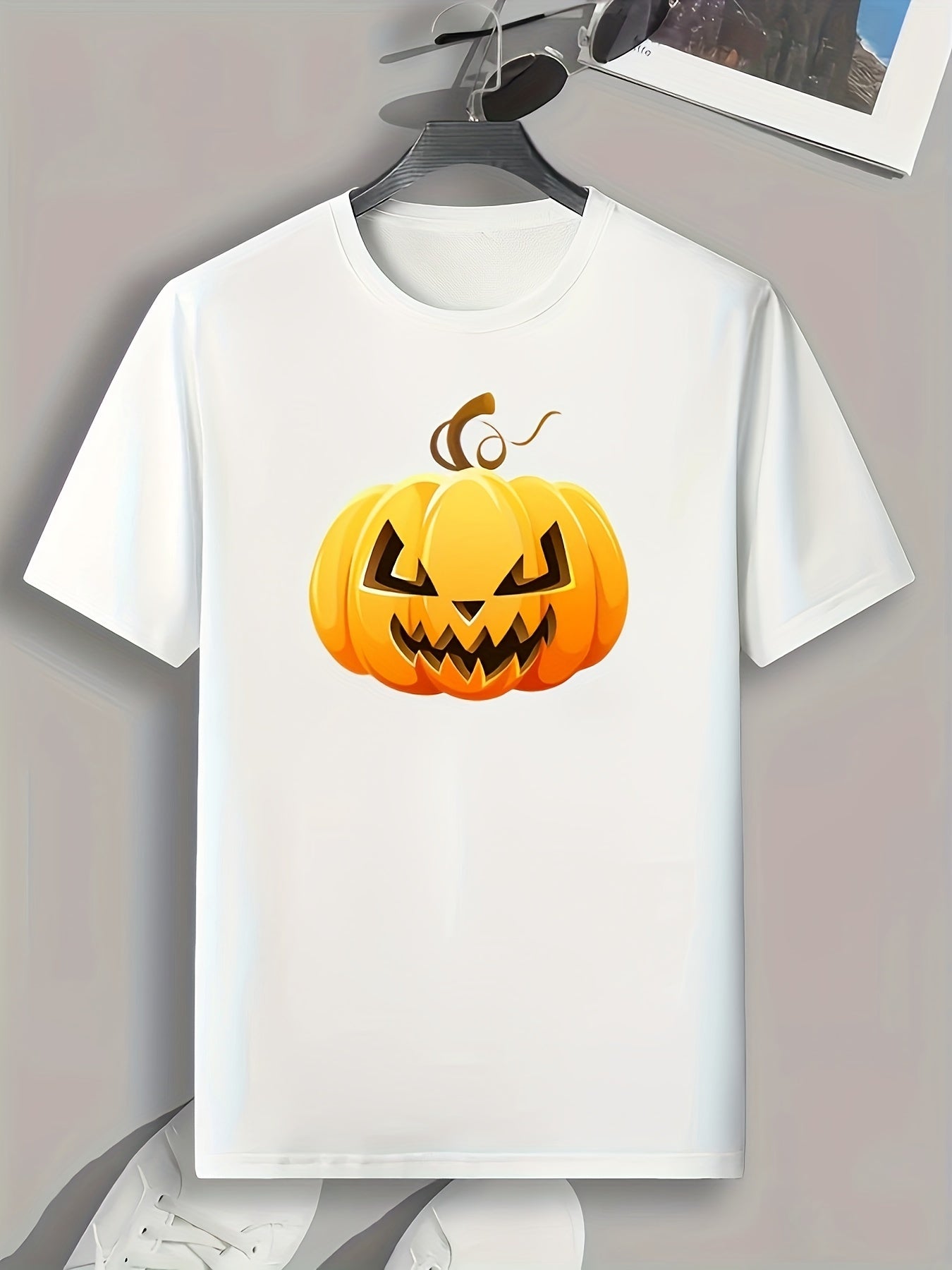Halloween Pumpkin Print Men's Graphic T-shirt for Summer
