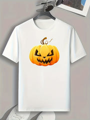 Halloween Pumpkin Print Men's Graphic T-shirt for Summer