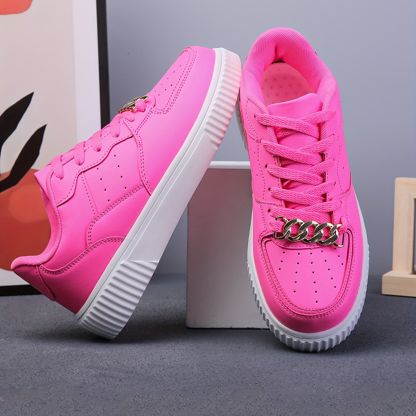 Women's Lightweight Lace Up Board Shoes Non Slip Casual Flat Shoes