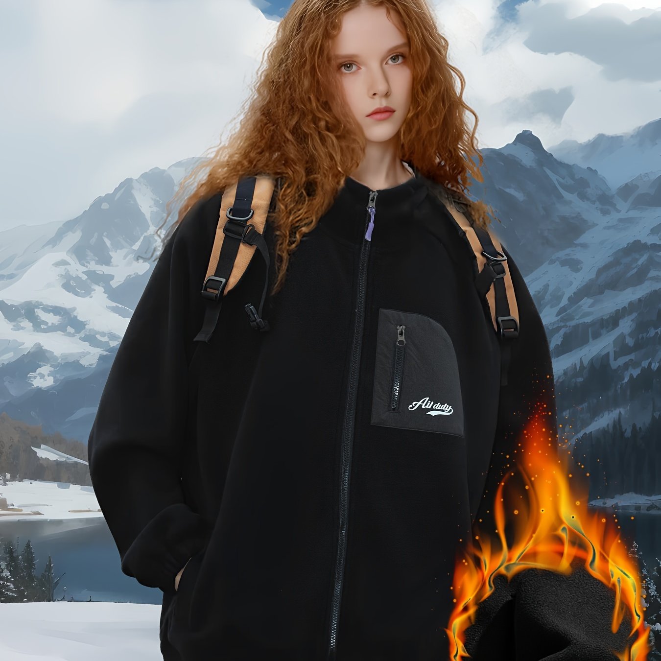 Polar Fleece Thermal Casual Jacket Zip Up Windproof Coat