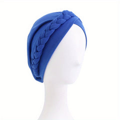 Braided Pre-tied Turban Cap Solid Head Wrap Lightweight Bonnet Chemo Hat