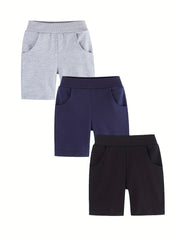 3pcs Boys Comfortable Shorts Set Stretch Quick-drying for Outdoor Summer