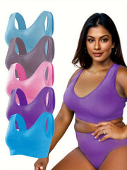 5 Pack Plus Size Seamless Fitness Bra Set