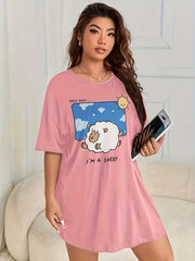 Sheep & Cloud & Sun Print Nightdress