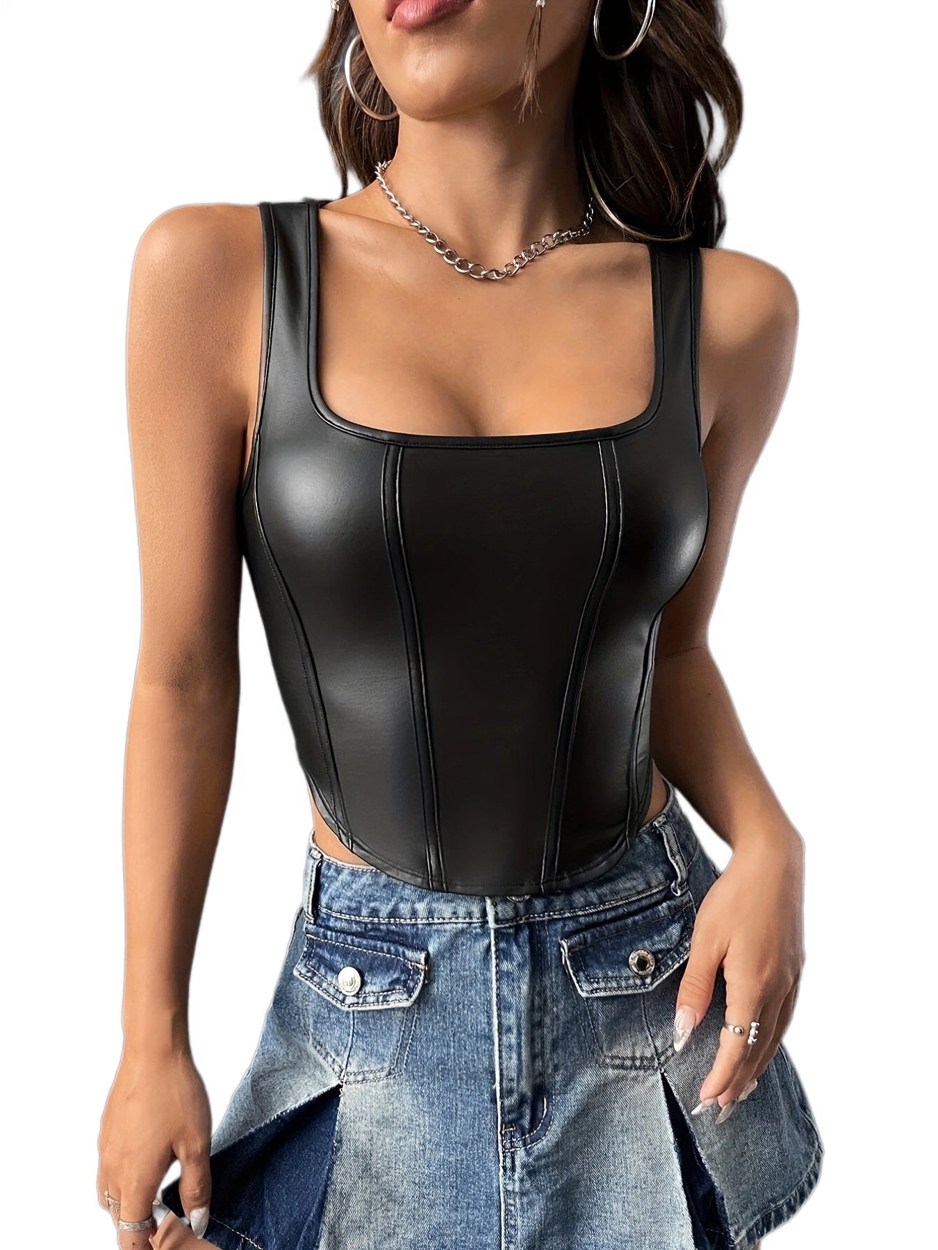Y2K Sexy Square Neck Bustier Tank Top