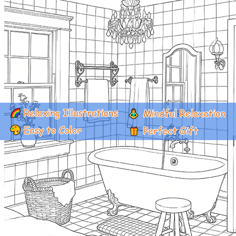 Cozy Corner Adult Coloring Book, 22 Pages, 20x20 cm, Birthday, Halloween, Xmas