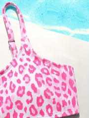 Leopard Print Bikini Swimwear Set Girls Sweet Bathing Suit
