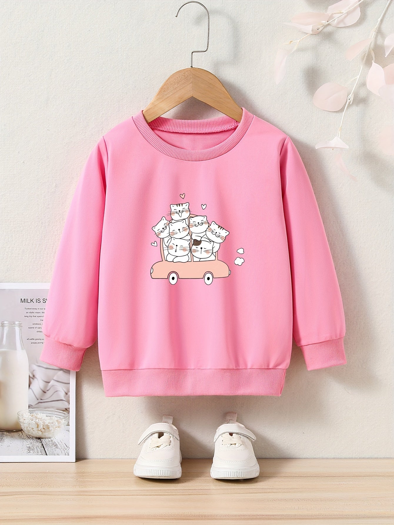 OERYUI Kids Kitty Bus Graphic Sweatshirt Comfy Pullover