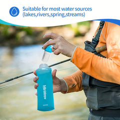 800ml Collapsible Water Bottle w/ Filter BPA Silicone Camping Hiking