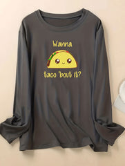 Lounge Top Women's Plus Cartoon Print Long Sleeve Round Neck Sleep Tee