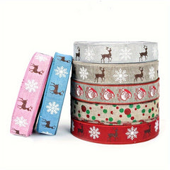 Christmas Burlap Ribbon Snowflake Elk Santa Claus Decoration Ribbon