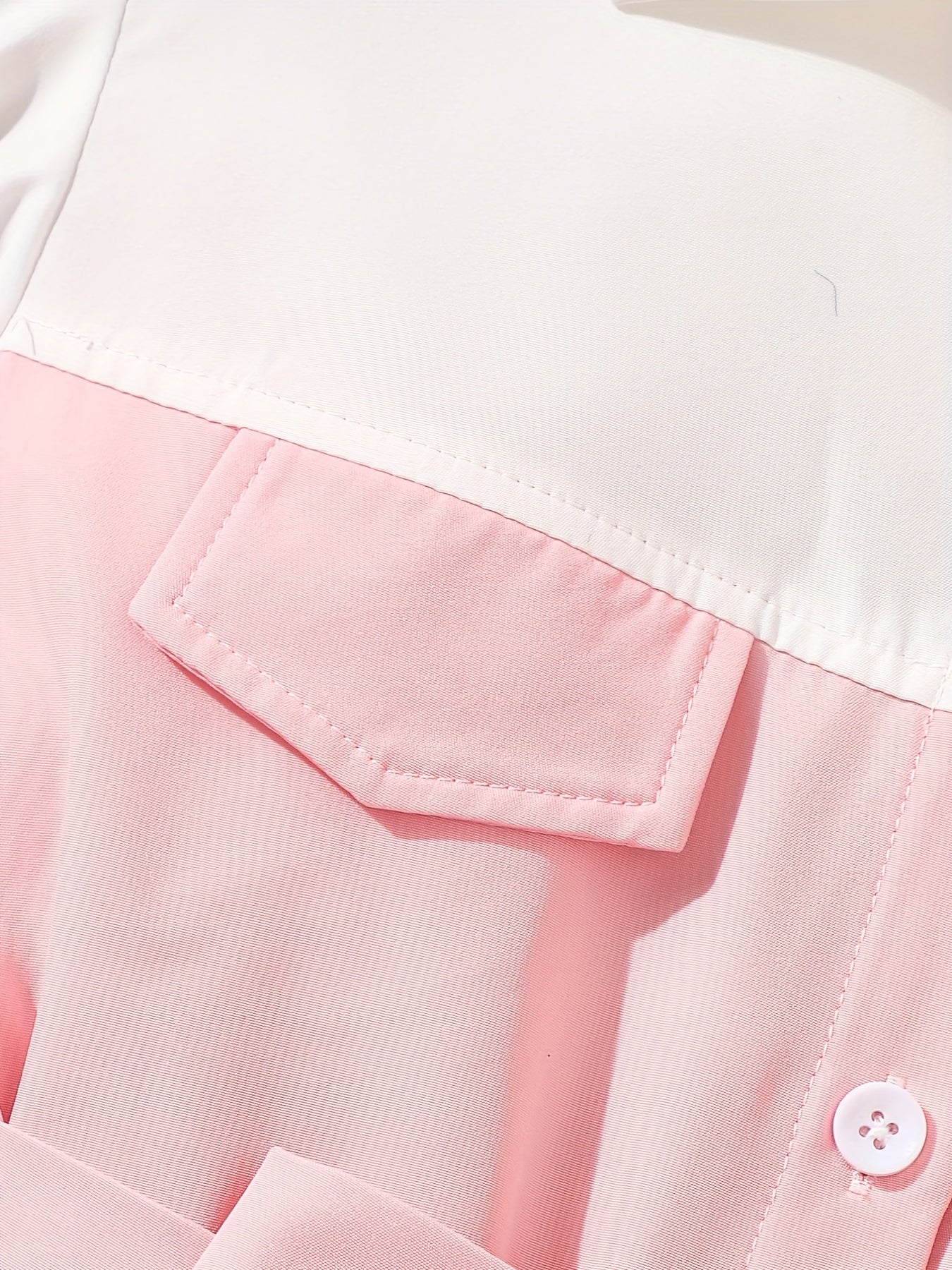Toddler Girls Puff Sleeve Button Block Casual Belted Shirt Dress